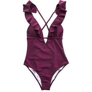 Ruffled one piece swimsuit